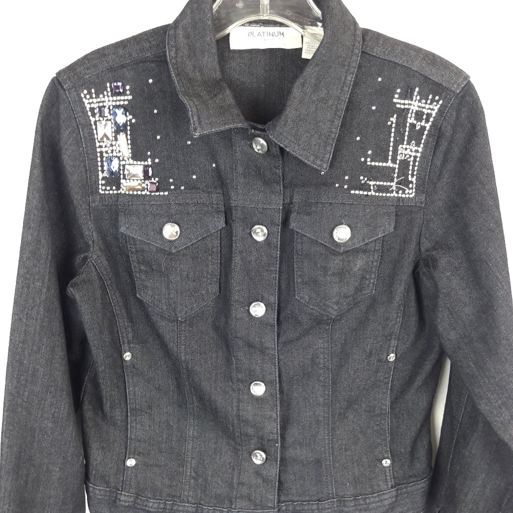Platinum Chicos Black Denim Sequin Jacket Pearlly